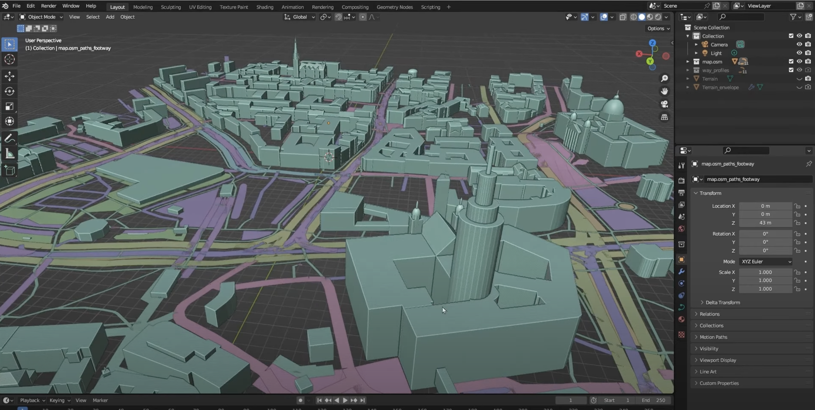 BLOSM Add-On Venetian Map Simulation